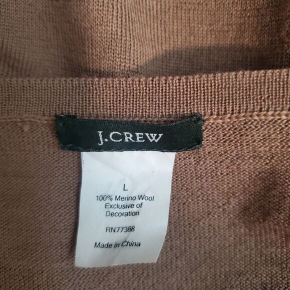 J Crew Women's Cardigan Sweater Large Brown Merino Wool Preppy Academia Vintage - Picture 8 of 11